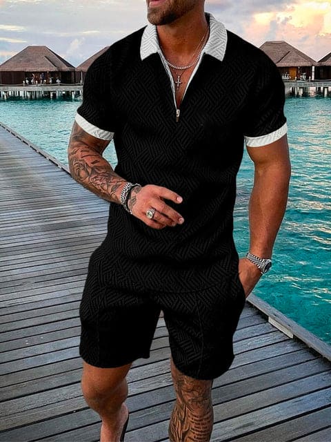 Conjunto casual de hombre con estampado colorido