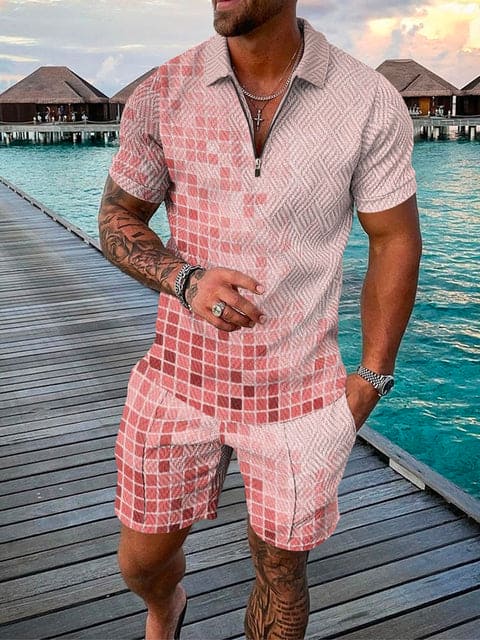 Conjunto casual de hombre con estampado colorido