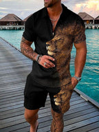Conjunto casual de hombre con estampado colorido