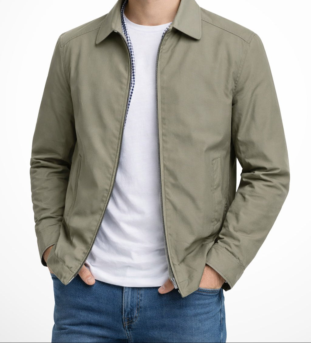 Veste Harrington classique pour homme avec fermeture éclair et col élégant