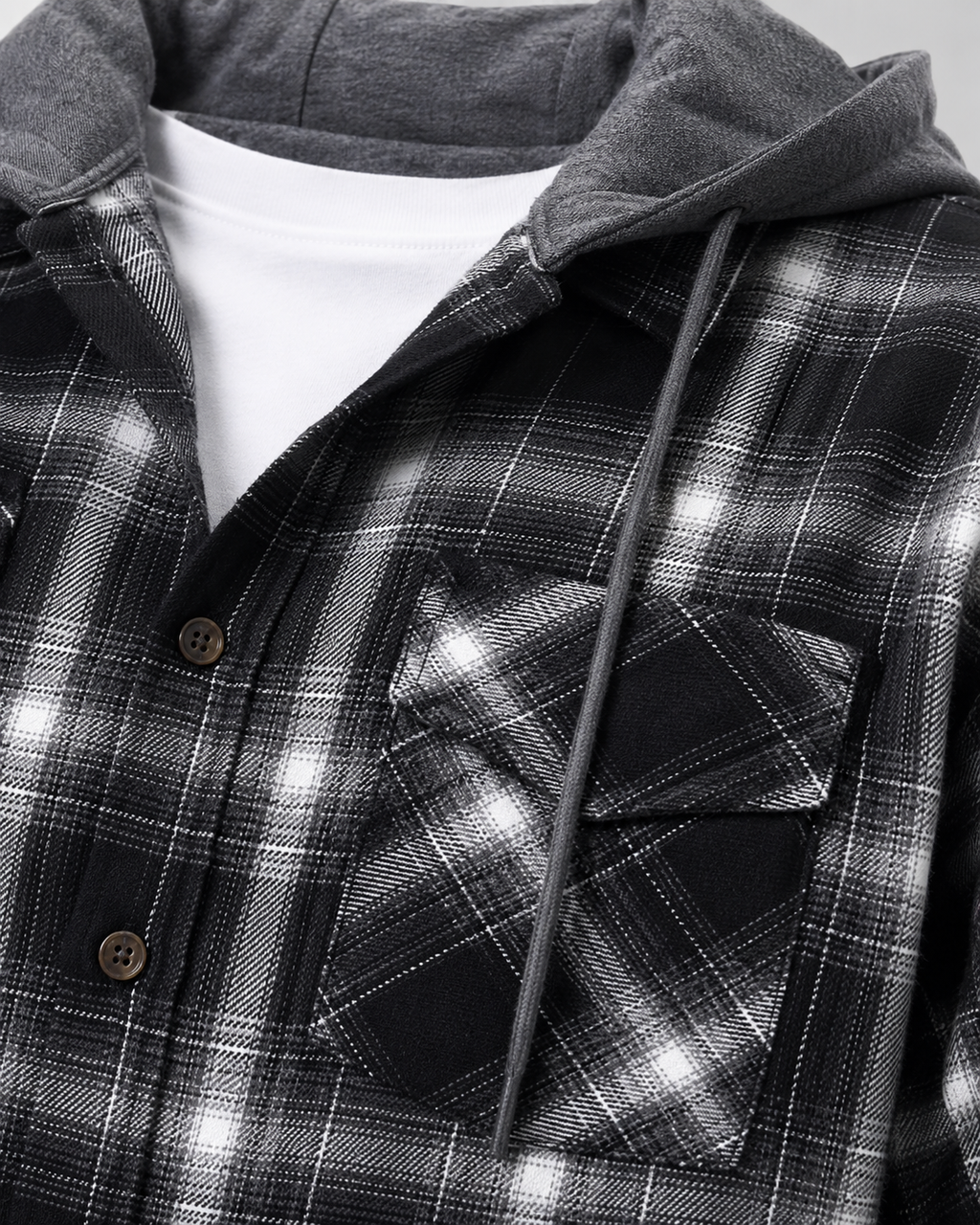 Overshirt Uomo a Quadri con Cappuccio