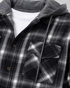 Overshirt Uomo a Quadri con Cappuccio