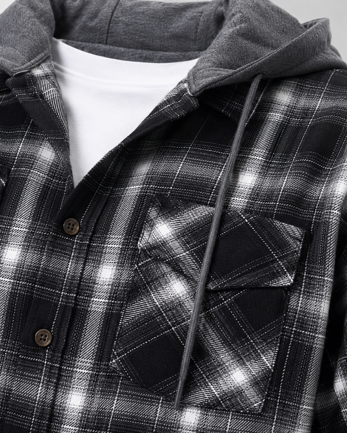 Overshirt Uomo a Quadri con Cappuccio