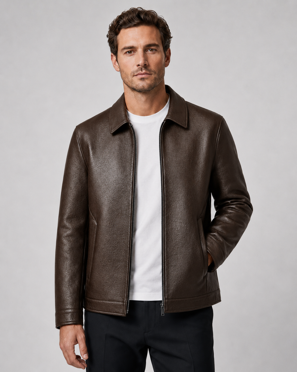Giacca Uomo in Ecopelle con Zip