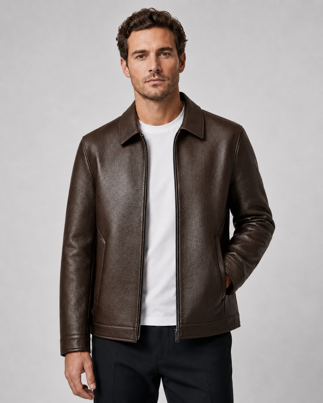 Giacca Uomo in Ecopelle con Zip