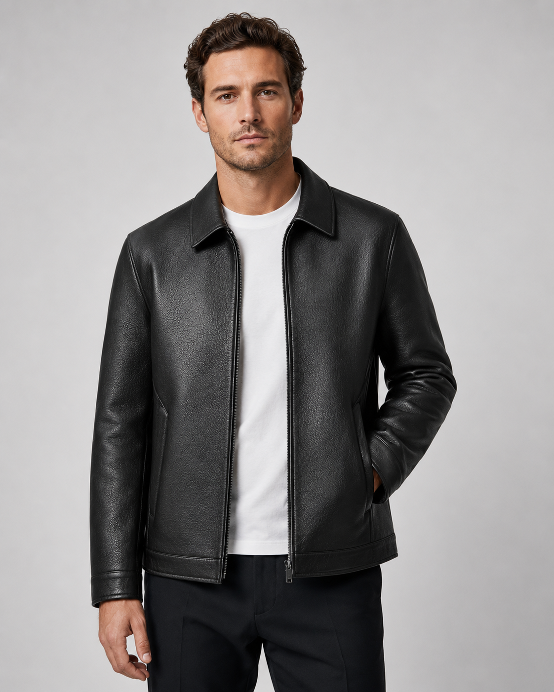 Giacca Uomo in Ecopelle con Zip