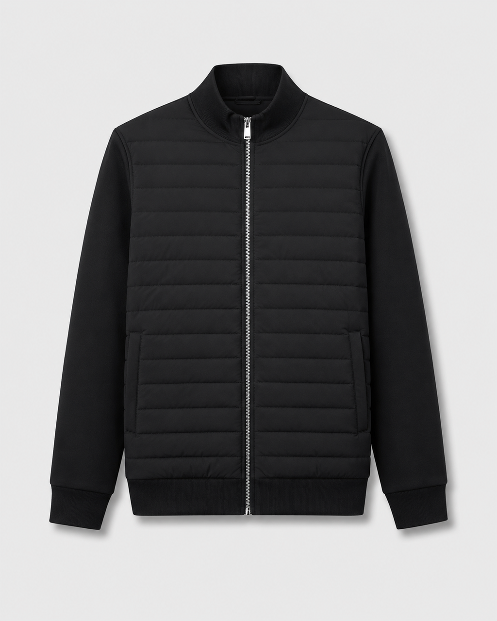 Chaqueta híbrida acolchada de hombre con mangas de punto