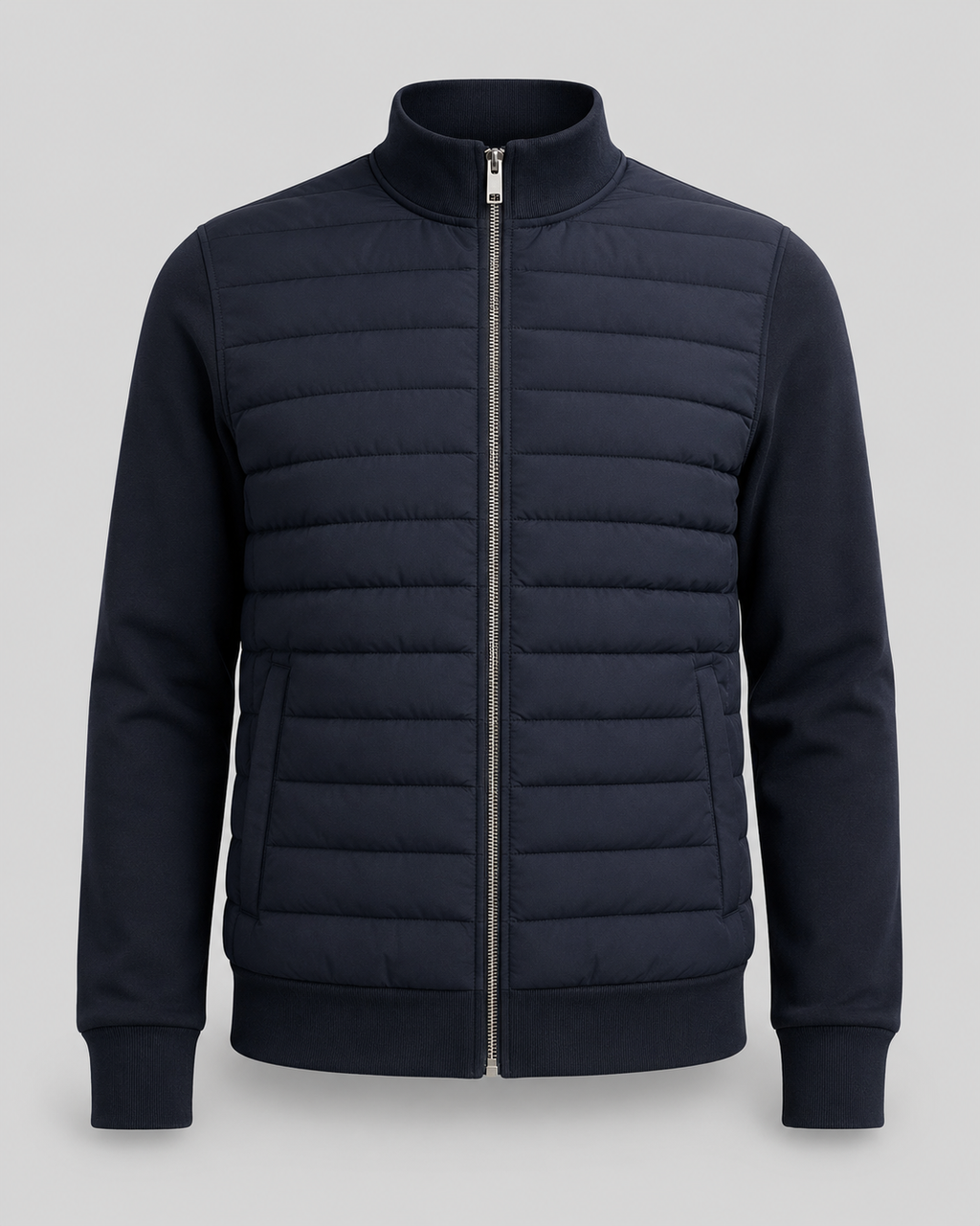 Chaqueta híbrida acolchada de hombre con mangas de punto