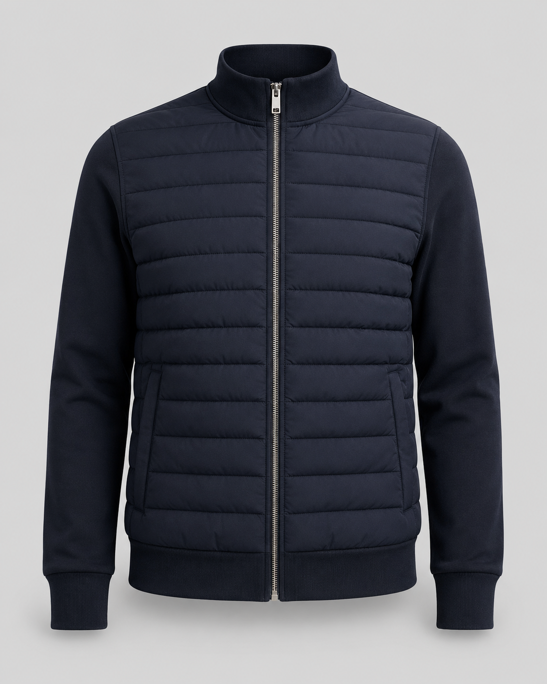 Chaqueta híbrida acolchada de hombre con mangas de punto