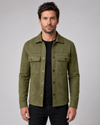 Overshirt Uomo Slim Fit Effetto Camoscio