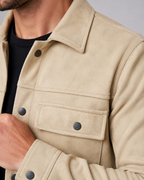 Overshirt Uomo Slim Fit Effetto Camoscio