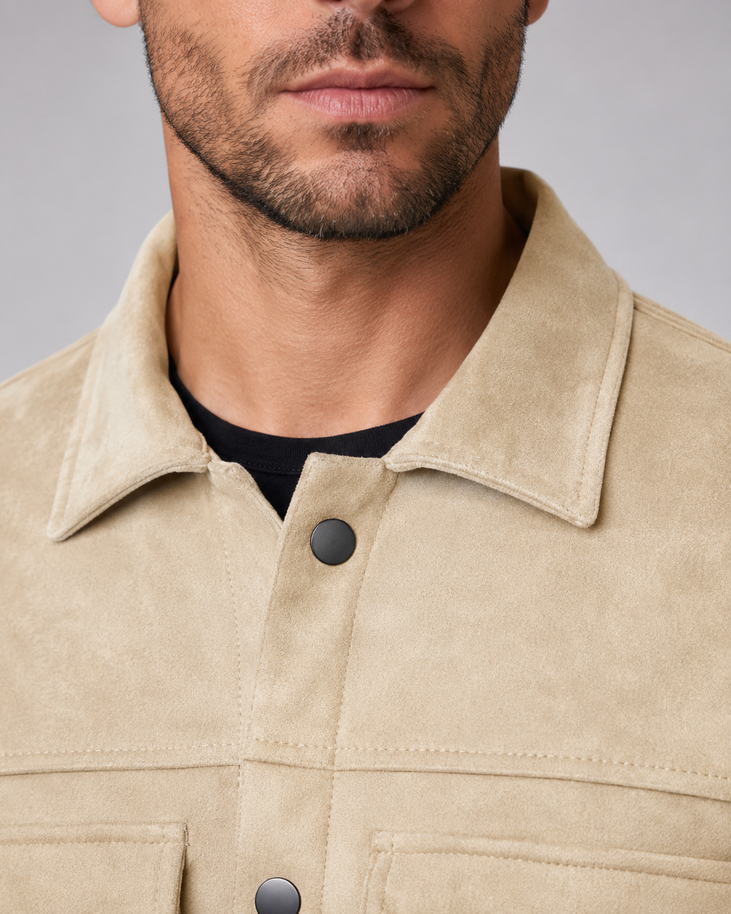 Overshirt Uomo Slim Fit Effetto Camoscio