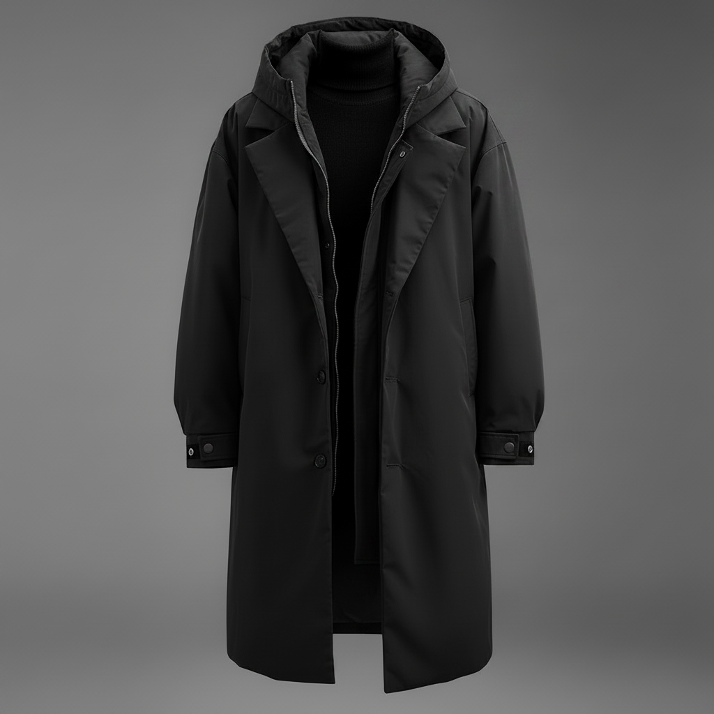 Gabardina impermeable larga para hombre con capucha