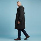 Gabardina impermeable larga para hombre con capucha