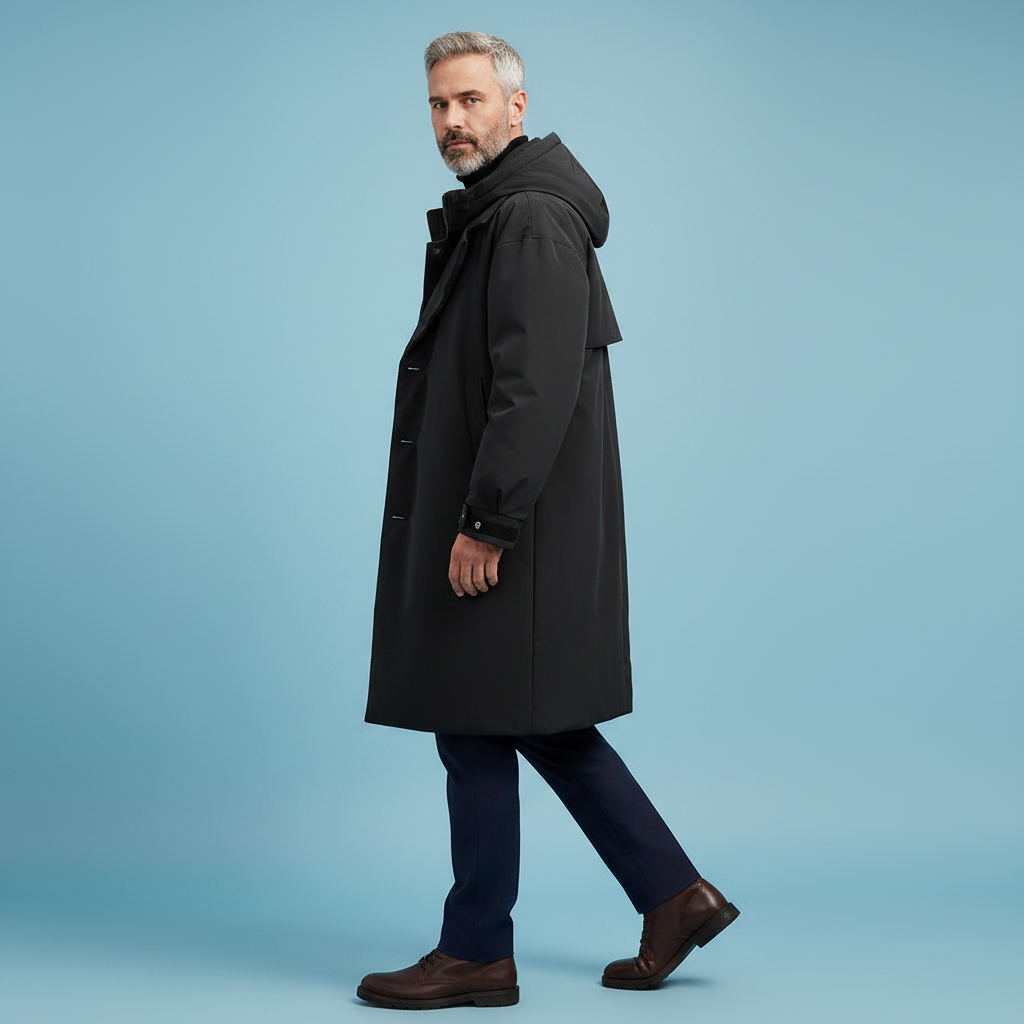 Gabardina impermeable larga para hombre con capucha
