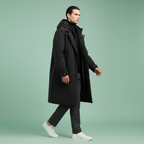 Gabardina impermeable larga para hombre con capucha