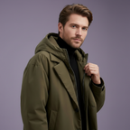 Gabardina impermeable larga para hombre con capucha