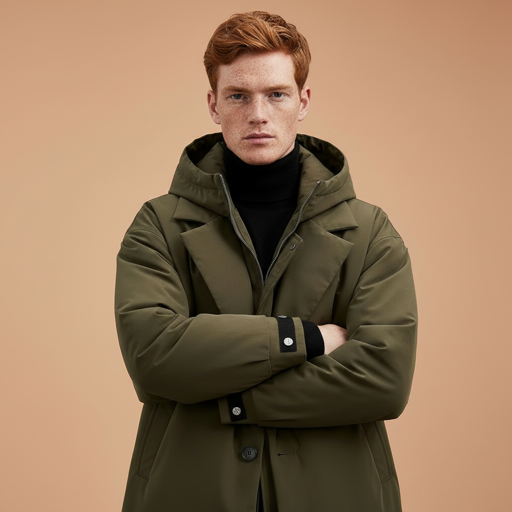 Gabardina impermeable larga para hombre con capucha