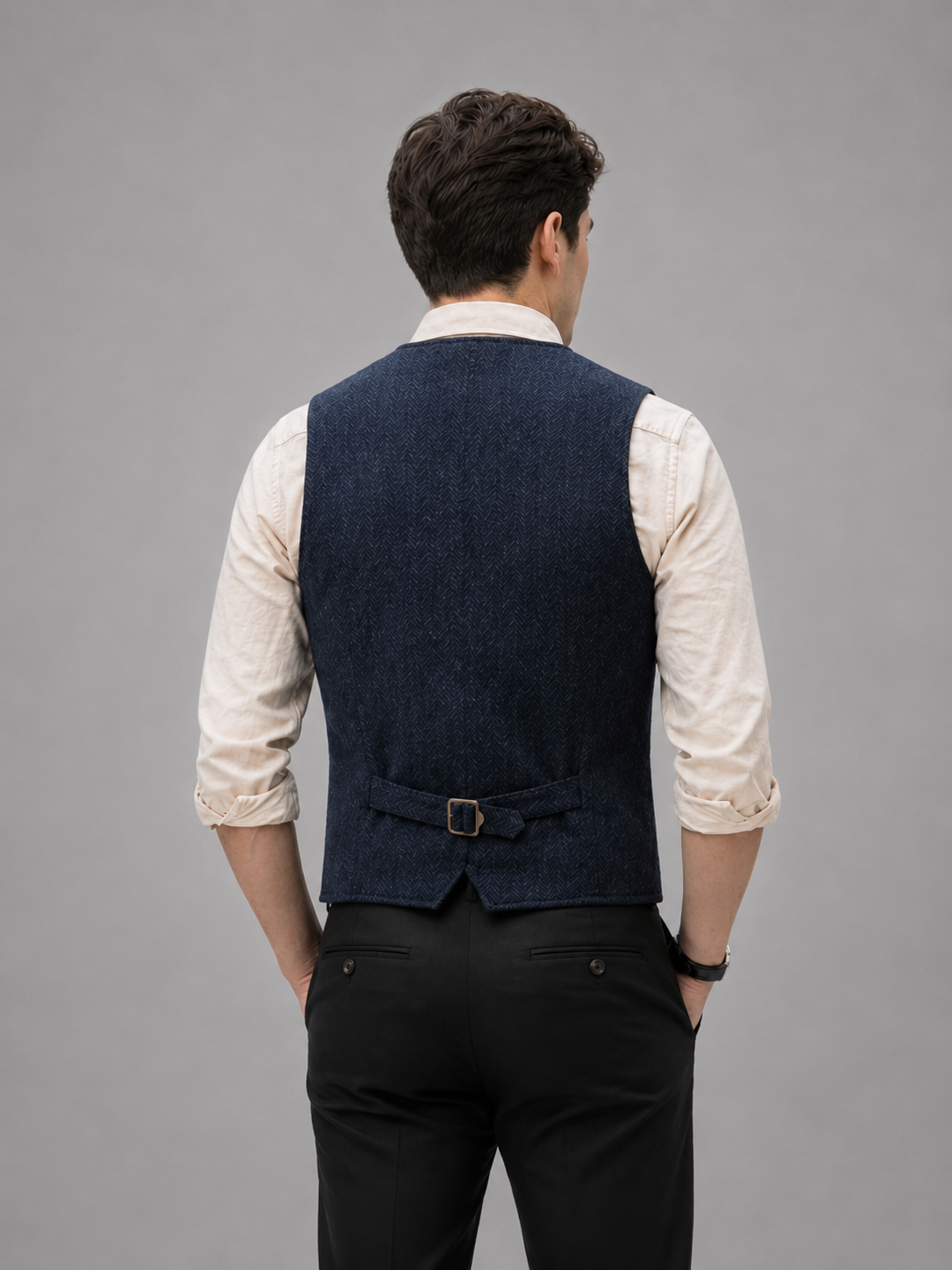 Gilet Uomo Sartoriale in Tweed a Spina di Pesce