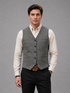 Gilet Uomo Sartoriale in Tweed a Spina di Pesce