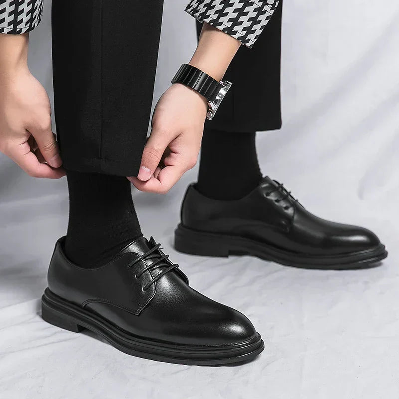 Scarpe Derby Uomo Eleganti con Finitura Lucida