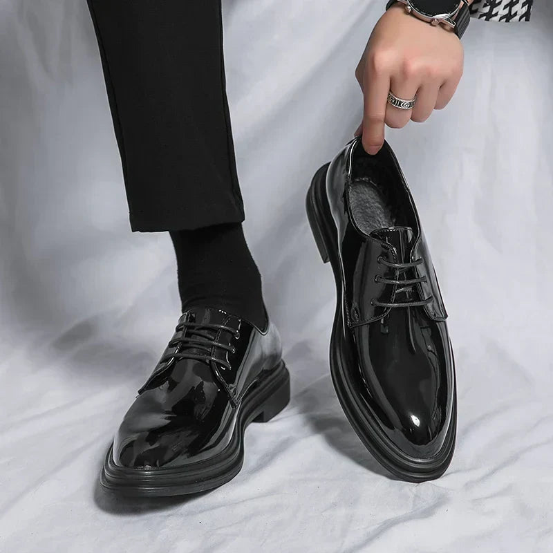 Scarpe Derby Uomo Eleganti con Finitura Lucida