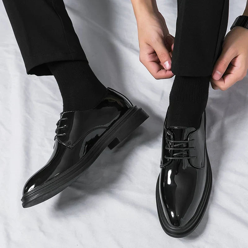 Scarpe Derby Uomo Eleganti con Finitura Lucida
