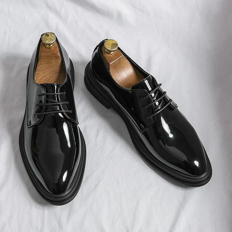 Scarpe Derby Uomo Eleganti con Finitura Lucida