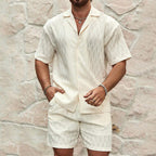 Conjunto de verano para hombre de dos piezas con camisa y pantalones cortos