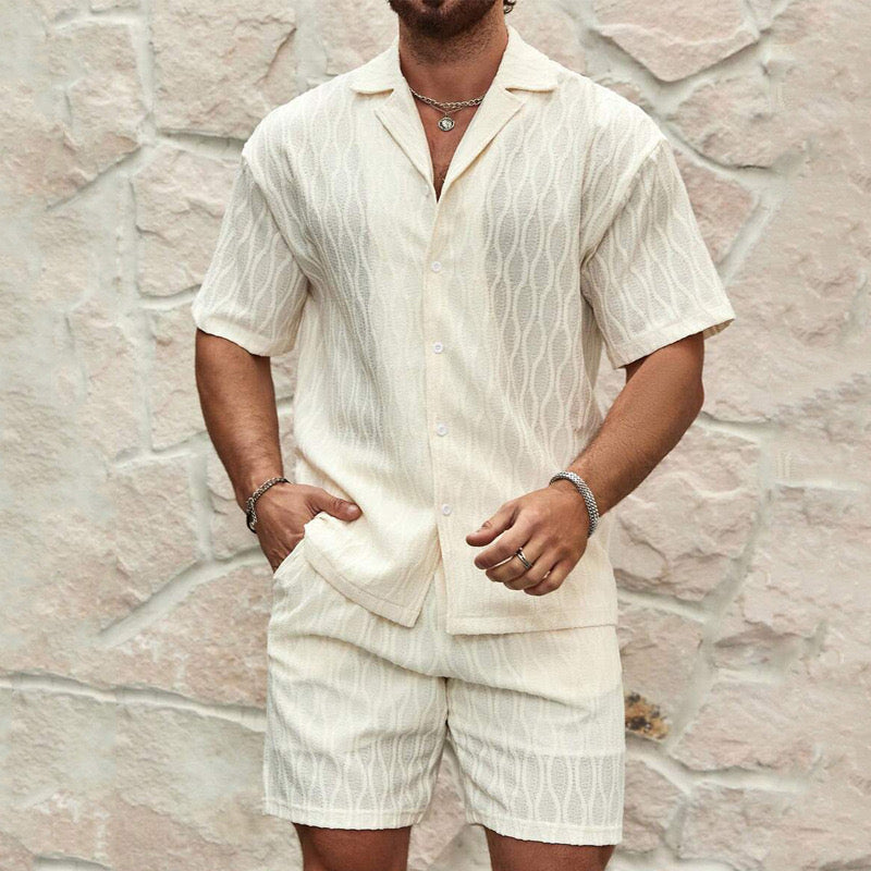 Conjunto de verano para hombre de dos piezas con camisa y pantalones cortos