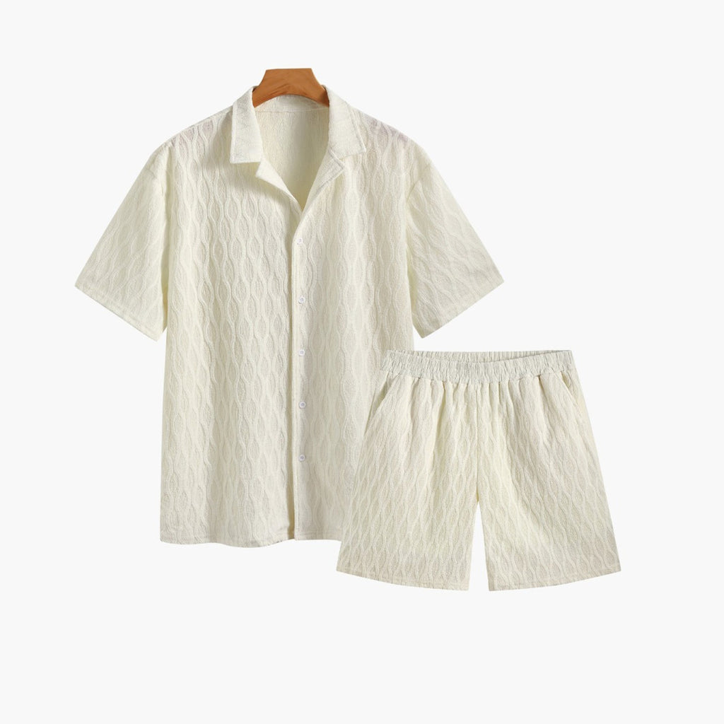 Conjunto de verano para hombre de dos piezas con camisa y pantalones cortos