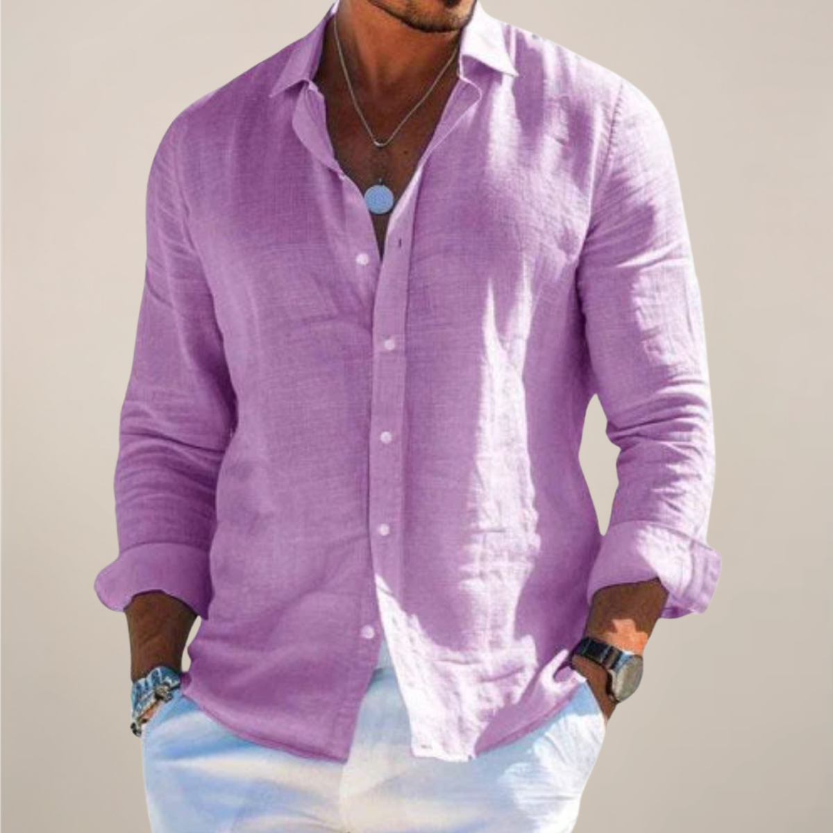 Miesten pitkähihainen pellavapaita