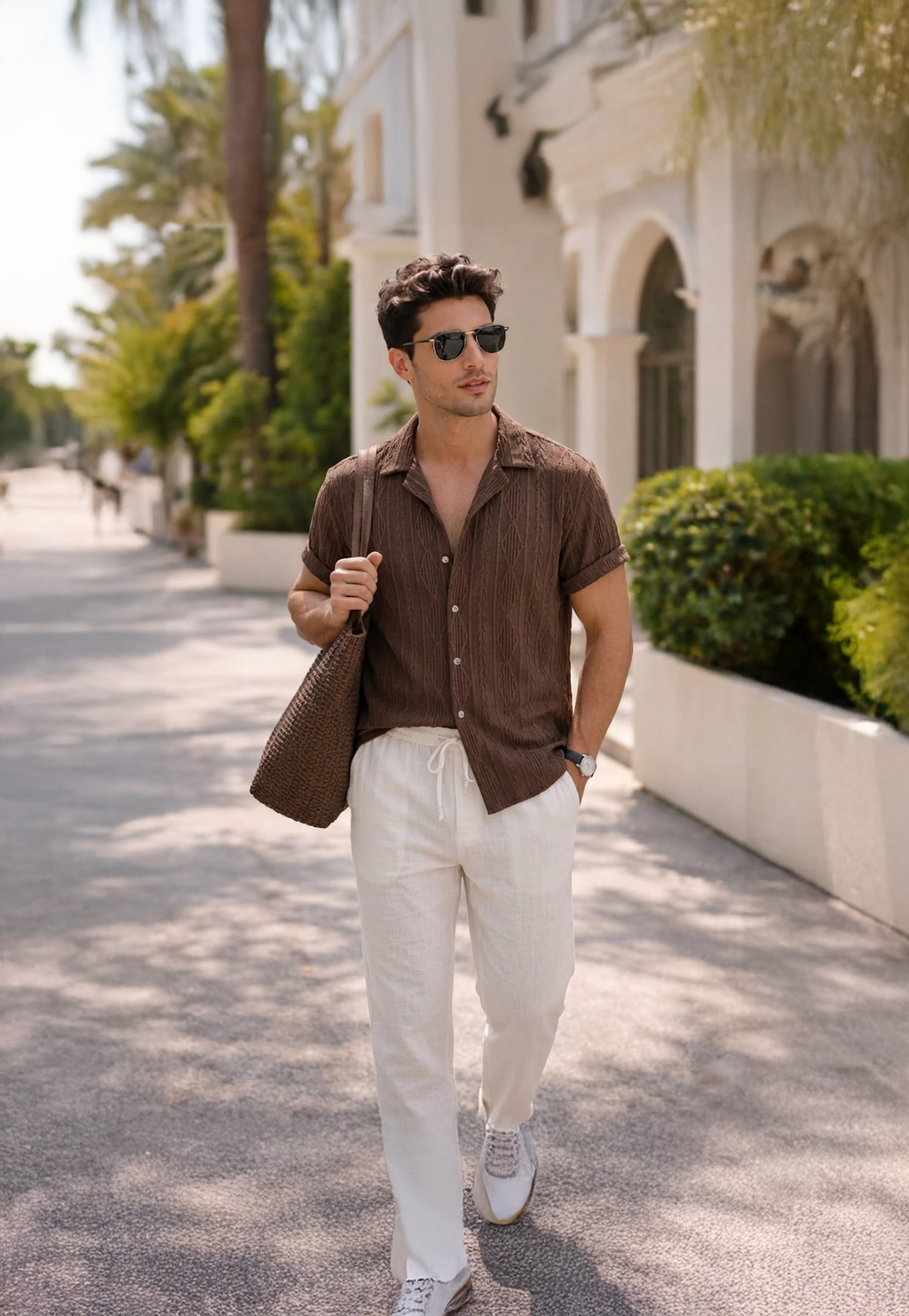 Conjunto resort completo para hombre con camisa y pantalones