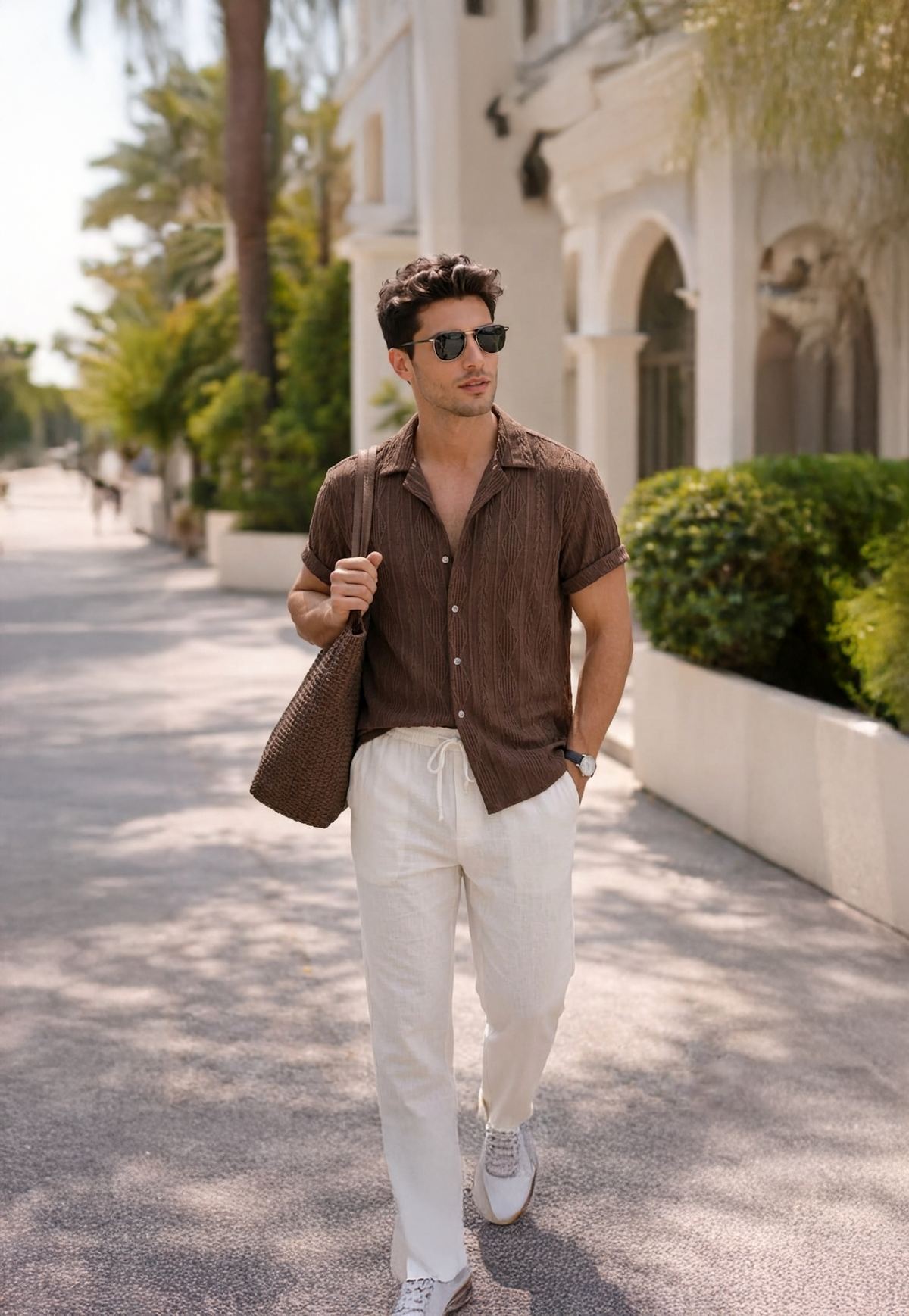 Conjunto resort completo para hombre con camisa y pantalones