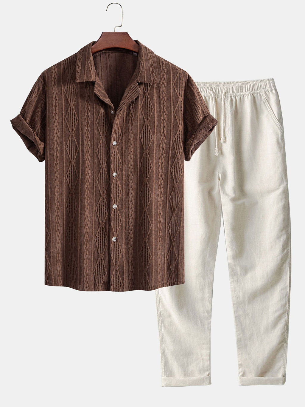 Conjunto resort completo para hombre con camisa y pantalones