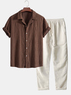 Conjunto resort completo para hombre con camisa y pantalones