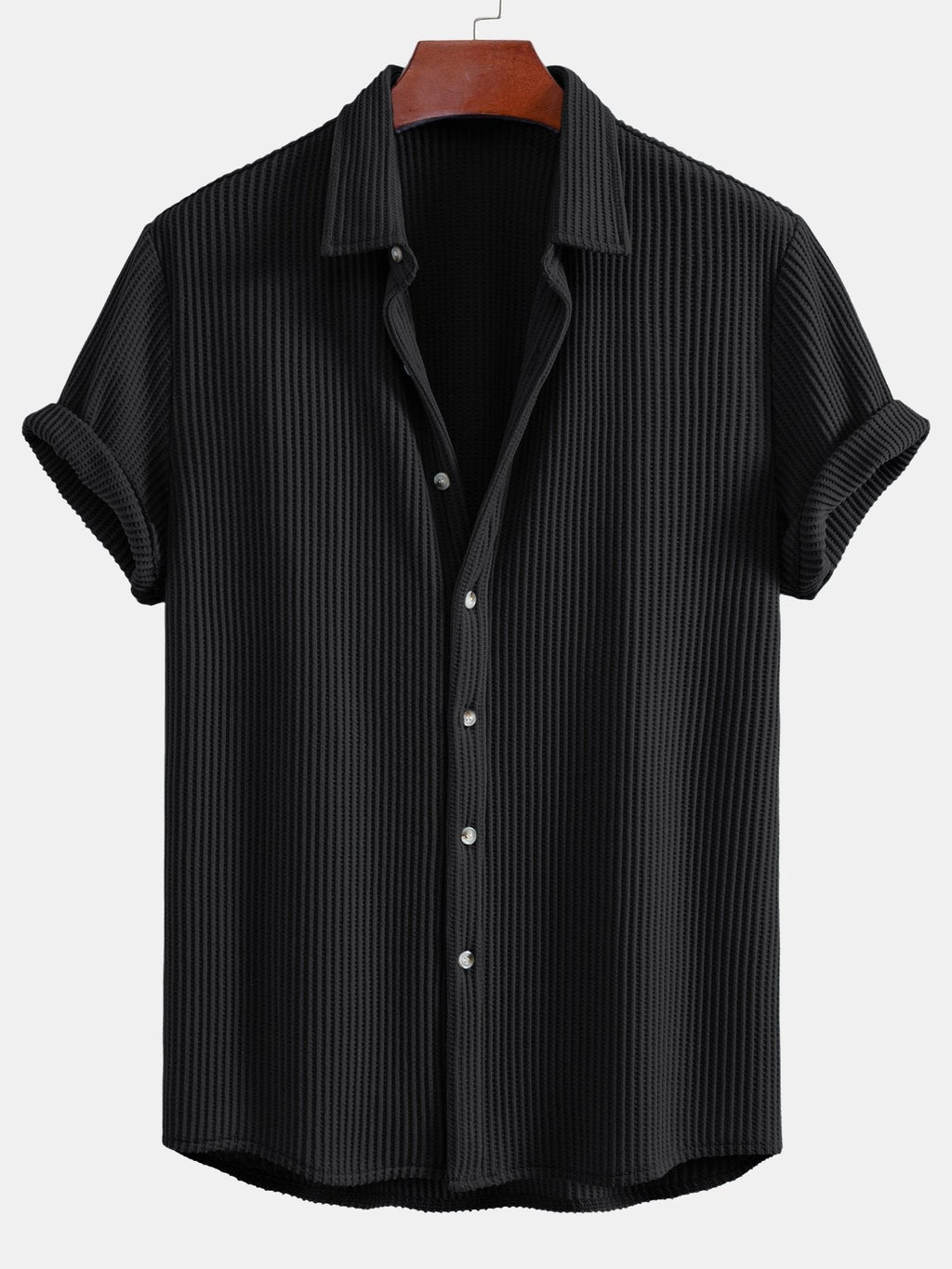 Camisa de hombre de tejido waffle con botones