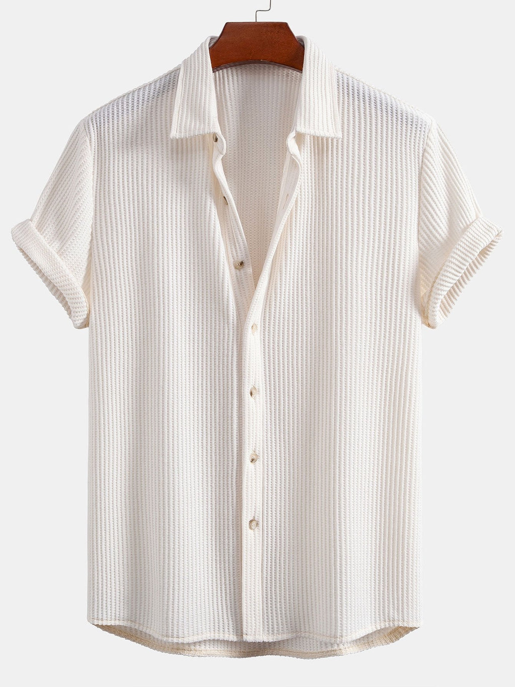 Camisa de hombre de tejido waffle con botones