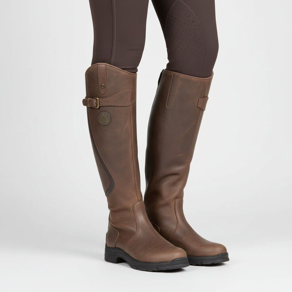ANFINITE - Kvindernes Knæhøje Vandtætte Støvler med Spænde og Grebsål