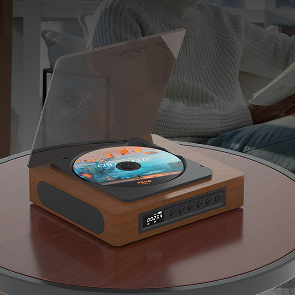 Lettore CD Bluetooth Retro – Design Classico con USB-C, Radio FM e Display LCD | Sistema Musicale Compatto e Senza Fili per Casa