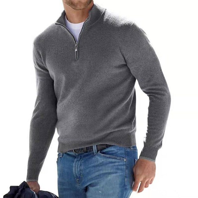 ANFINITE – Herre Sweater med Half Zip – Elegant Trøje til Højtiderne