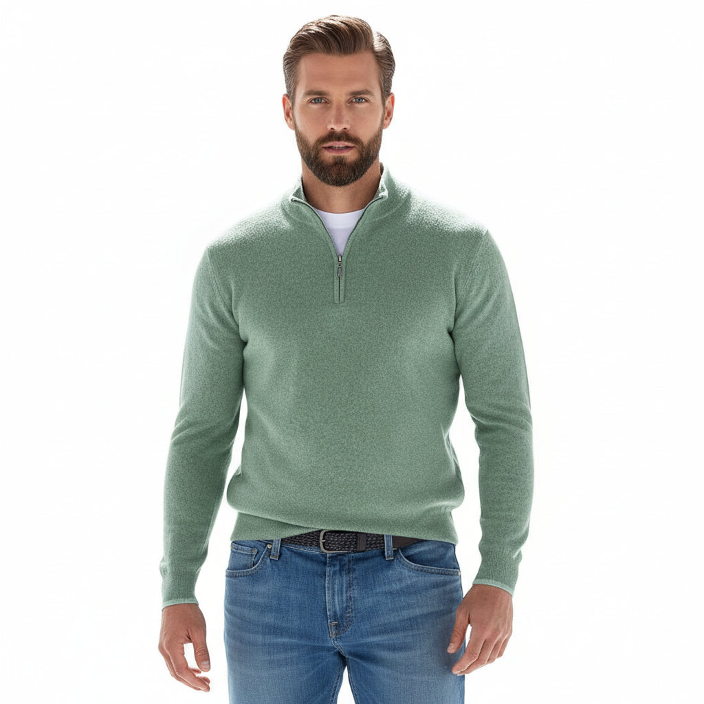 ANFINITE – Herre Sweater med Half Zip – Elegant Trøje til Højtiderne