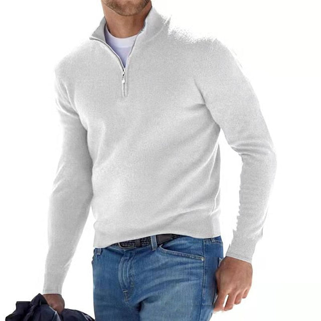 ANFINITE – Herre Sweater med Half Zip – Elegant Trøje til Højtiderne