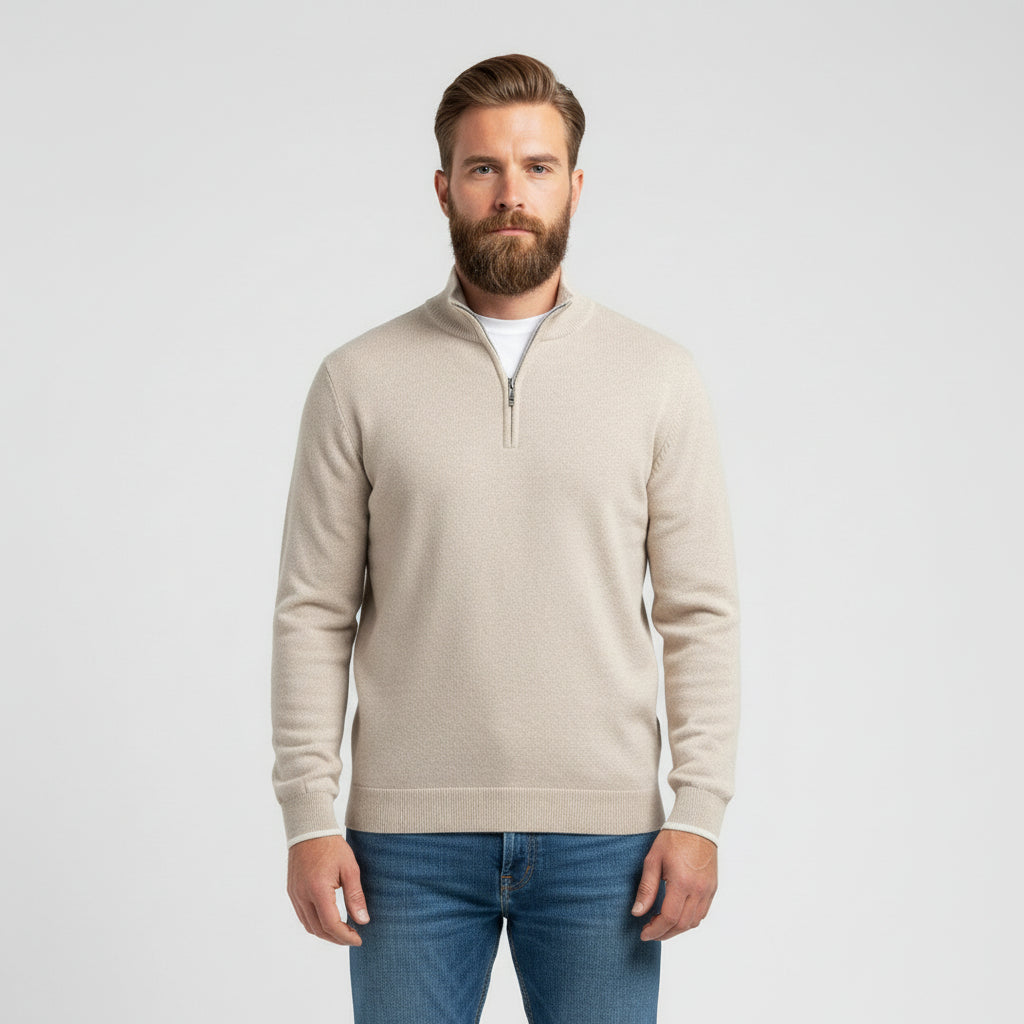 ANFINITE – Herre Sweater med Half Zip – Elegant Trøje til Højtiderne
