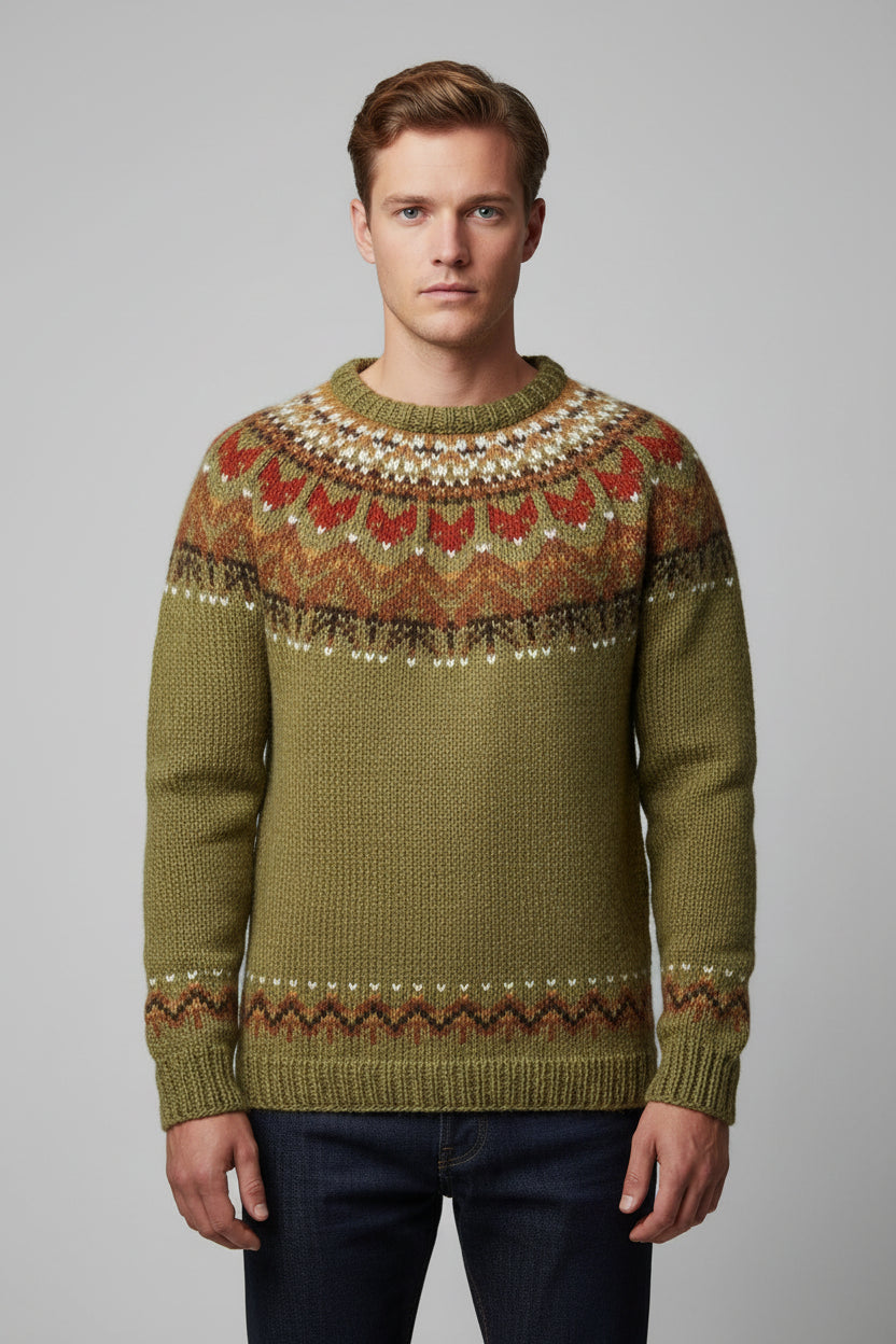 ANFINITE – Strikket Vintage Herresweater | Klassisk Rund Hals