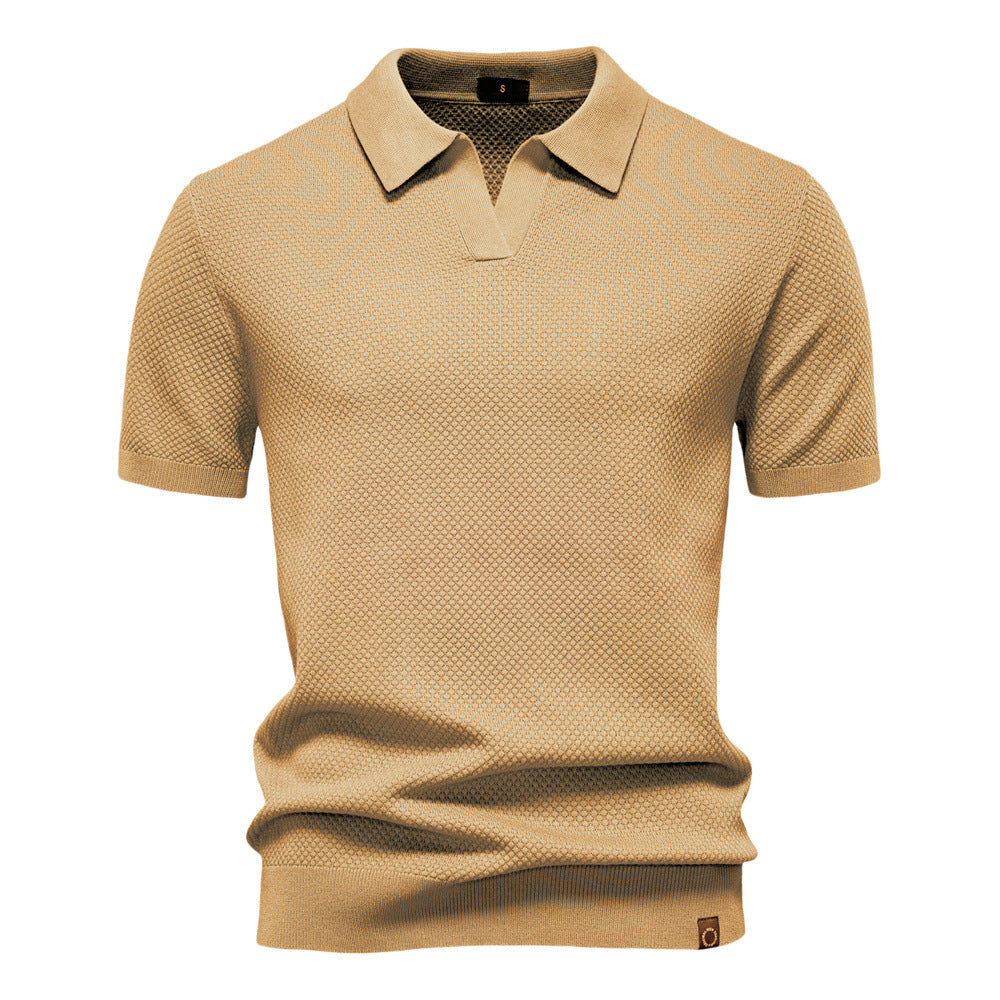 Polo Uomo in Maglia Waffle a Maniche Corte