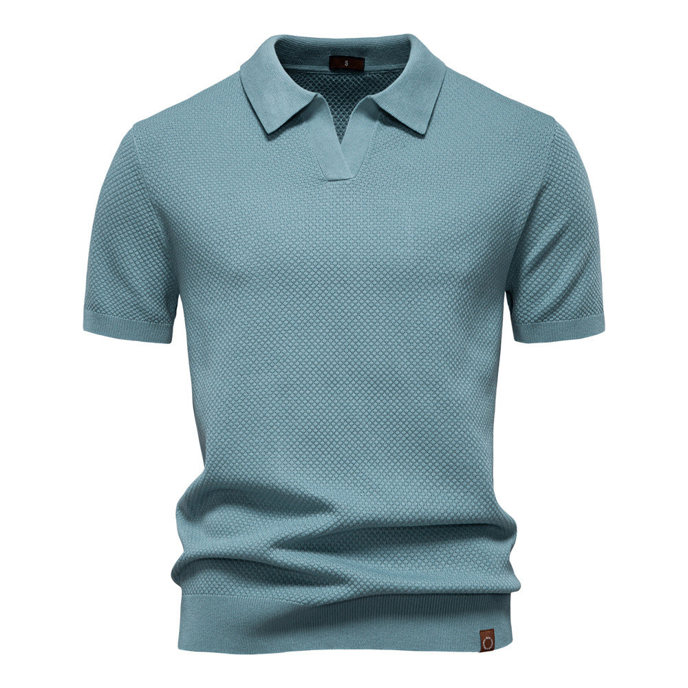 Polo Uomo in Maglia Waffle a Maniche Corte