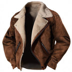Giacca Biker Uomo in Camoscio con Fodera in Pelliccia Sintetica – Stile Vintage e Calore Invernale