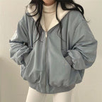 Bomber Oversize Donna con Cappuccio e Tasche Utility