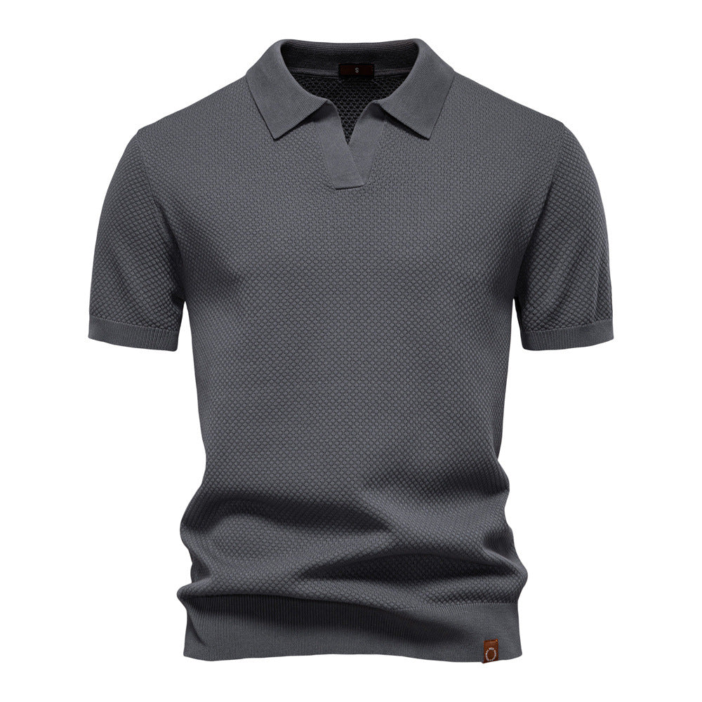 Polo Uomo in Maglia Waffle a Maniche Corte